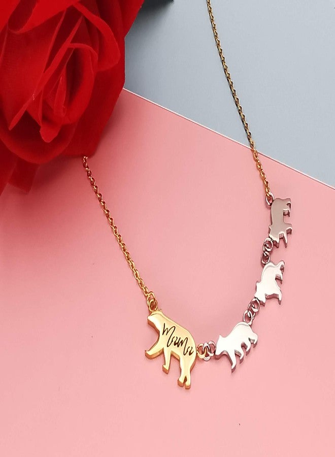 Beffy Mama Bear Necklace with 3 Three Cubs for Women, Mom Daughter Pendant for Mothers Day Birthday Christmas - Image 2